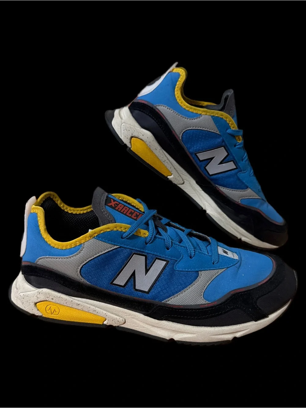 New Balance X-RACER Men’s size 10.5 Blue & Yellow Runners GUC